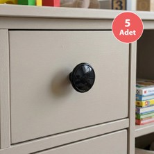 Eym 5 Adet Çocuk Odası Tekli Düğme Mobilya Kulp Çap 55 mm Siyah