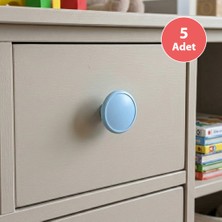 Eym 5 Adet Çocuk Odası Tekli Düğme Mobilya Kulp Çap 55 mm Beyaz