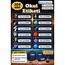 Ayza Tasarım Kişiye Isme Özel Okul Etiketi Isim Etiketi Kalem Defter Etiketi Sticker Uzay Figürlü Isimli Etiket