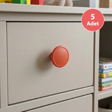 Eym 5 Adet Çocuk Odası Tekli Düğme Mobilya Kulp Çap 55 mm Turuncu