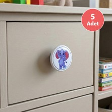 Eym 5 Adet Çocuk Odası Mobilya Kulp Tekli Düğme Çap 55 mm Fil