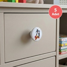 Eym 5 Adet Çocuk Odası Mobilya Kulp Tekli Düğme Çap 55 mm Penguen