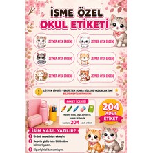 Ayza Tasarım Kalem Defter Kitap Etiketi İsim Etiketi Kişiye Özel Yapışkanlı Kız Çocuk Okul Etiketi Kırtasiye