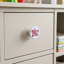 Eym Çocuk Odası Tekli Düğme Mobilya Kulp Çap 55 mm Pembe Kelebek