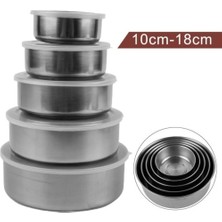 Just Cheap Store 5'li Paslanmaz Çelik Saklama Kabı Seti - Iç Içe Geçebilir Taze Tutma Kutusu (10-18 Cm)