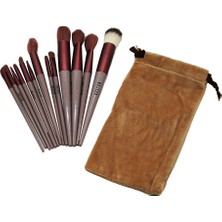Gees Global 13PCS Eflatun Kadife Torbalı Makyaj Fırça Set