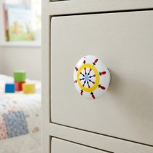 Eym Porselen Düğme Bebek Çocuk Odası Dolap Çekmece Kulp Gemici Dümeni