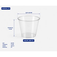 280 cc - Plastik Tatlı Kabı ve Kapağı