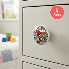 Eym 5 Adet Porselen Düğme Araba Çocuk Odası Mobilya Dolap Kulp