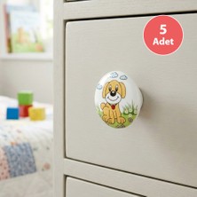 Eym 5 Adet Porselen Düğme Köpek Çocuk Odası Mobilya Kulp