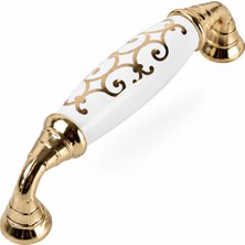 Eym Tomurcuk Porselen Mobilya Kulp 96 mm Altın Yaldız Desen Altın