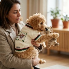 Lady Fify Kedi ve Köpek Için Aslanlı Krem Kazak
