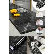 Just Cheap Store Siyah Mermer Desenli Yapışkanlı Tezgah Folyosu