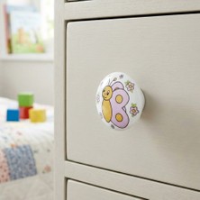 Eym Porselen Düğme Bebek Çocuk Odası Dolap Çekmece Kulp Kelebek