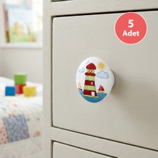 Eym 5 Adet Porselen Düğme Kule Çocuk Odası Mobilya Dolap Kulp