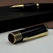 Just Cheap Store Gold Işlemeli Siyah Metal Roller Kalem