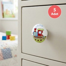Eym 5 Adet Porselen Düğme Tren Çocuk Odası Mobilya Dolap Kulp