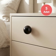 Eym 5 Adet Tomurcuk Porselen Top Düğme Siyah Çocuk Odası Kulp