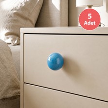 Eym 5 Adet Tomurcuk Porselen Top Düğme Mavi Çocuk Odası Kulp