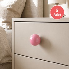 Eym 5 Adet Tomurcuk Porselen Top Düğme Pembe Çocuk Odası Kulp