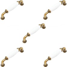 Eym 5 Adet Porselen Mobilya Dolap Kulp 96 mm Antik Sarı