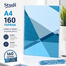 Studi A4 160 Yaprak Spiralli Defter – Kareli / Çizgili Okul Ders Not Defteri