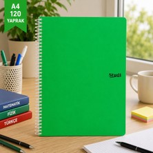 Studi A4 120 Yaprak Spiralli Defter Yeşil – Kareli / Çizgili Okul Ders Defteri