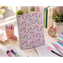 Studi A4 160 Yaprak Çizgili Spiralli Defter – Panda Desenli Okul Ders Not Defteri