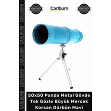 Carlburn #dürbün Profesyonel Optik 50X50 Panda Metal Gövde Tek Gözle Büyük Mercek Korsan Dürbün Mavi