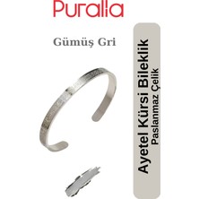 Puralia Ayetel Kürsi Çelik Bileklik Gümüş