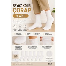 Medine Ticaret Medineticaret 6’lı Unisex Beyaz Yarım Kolej Spor Çorap | Pamuklu – Nefes Alan – Terletmeyen Kolej