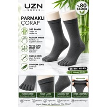Uzn Socks 2 Çift Bambu 5 Parmaklı Çorap Unisex Parmak Ayrımlı Nefes Alan Günlük Çorap