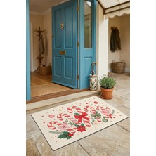 Valerine Life Kapı Önü Paspası 45X70CM Iç Dış Mekan Yeni Yıl Ürünleri Noel Süsleri Baston Şekeri
