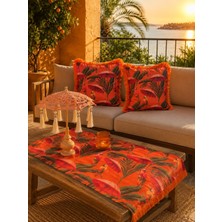 Missidea Flamingo Tropical El Yapımı Ledsiz  Bali Şemsiyesi Seti (Ledsiz Şemsiye+Runner ve 2\'li Kırlent Kılıfı)