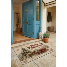 Valerine Life Kapı Önü Paspası 45X70CM Iç Dış Mekan Yeni Yıl Ürünleri Noel Süsleri Noel Arabası