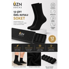 Uzn Socks 12 Çift Erkek Bambu Soket Çorap Özel Kutulu Set Yumuşak Nefes Alan Günlük Çorap