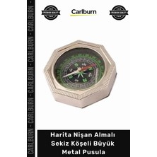 Carlburn #pusula Dayanıklı Metal Kasa Kamp Avcılık Harita Nişan Almalı Sekiz Köşeli Büyük Metal Pusula