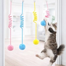 Busstier Yaylı Kedi Oyuncağı Tekli Interaktif Toplu Kedi Oyuncağı Her Yere Asılabilir Çok Renkli Gönderim