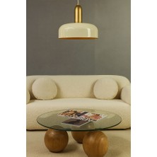 Noonlux Design & Lighting Finnmark Krem Rengi-Iç Gold Avize Sarkıt Aydınlatma Oturma Odası Antre Mutfak Yemek Masası Cafe Bar