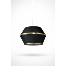 TeknoKapsül Modern Siyah Altın Detaylı Sarkıt Avize – Lüks Metal Tavan Lambası, Minimal & Şık Tasarım, Salon, Yemek Odası, Mutfak Adası ve Ofis Için (D Şeklinde)