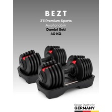 2li Bezt Premium Sports Ayarlanabilir Dambıl Seti 40KG Kırmızı