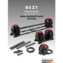 Bezt Premium Sports Ayarlanabilir 3 In 1 Halter Kettlebell Dambıl seti 24KG Kırmızı