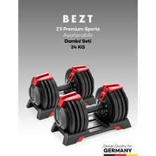 2li Bezt Premium Sports Ayarlanabilir Dambıl Seti 24KG Kırmızı