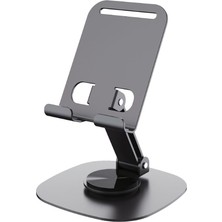 Başkenttekno Yüksek Kaliteli Metal Katlanabilir 360 Dönebilen Ayarlanabilr Telefon Tutucu Masa Üstü Tablet Standı 02