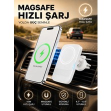 Deanb 15W MagSafe Kablosuz Şarjlı Araç İçi Telefon Tutucu Manyetik Hızlı Şarj Havalandırma 2in1