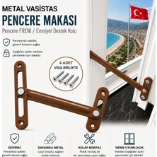 DESIPHON Metal Vasistas Pencere Makası Pencere Freni Emniyet Destek Kolu 4 Adet Vida Dahil