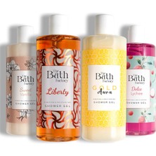 The Bath Factory Duş Jeli Seti (Liberty- Gold Aura - Vanilya - Liçi) 4 x 400 ml
