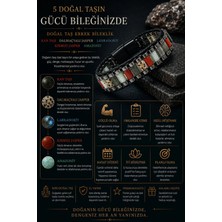 Yıldız Doğal Taş Sertifikalı Kan Taşı D. Jasper Labradorit Kırmızı Jasper Amazonit Siyah Hematit Silindir Kesim Kilitli Doğal Taş Deri Erkek Bileklik