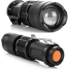 Marsilyan™- Km-87 Polis Tipi Zoomlu Şarjlı Metal Dağ Kamp Cep Feneri Cree LED 2300 Lumens