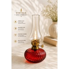 Plant-Home Vintage Gaz Lambası Kırmızı Dekoratif Yağ Lambası – Klasik Tasarım Şık Aydınlatma